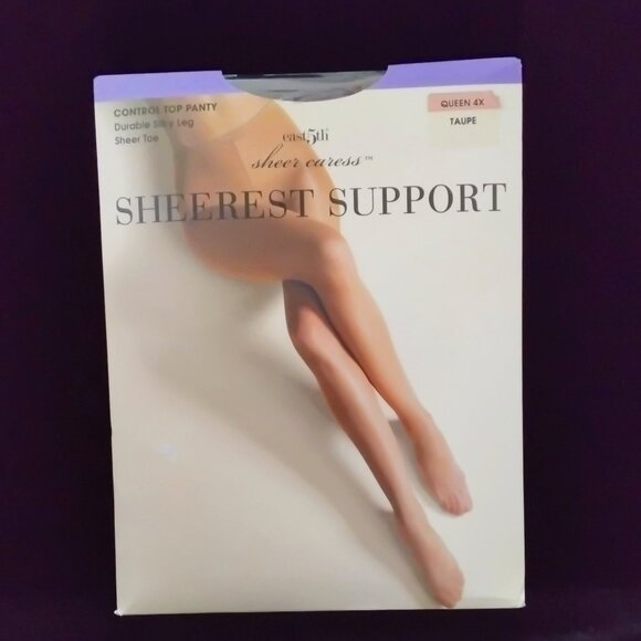 JCPenney East 5th Sheer Pantyhose Queen 4X Taupe Control Top Sheer Toe new - Picture 1 of 4
